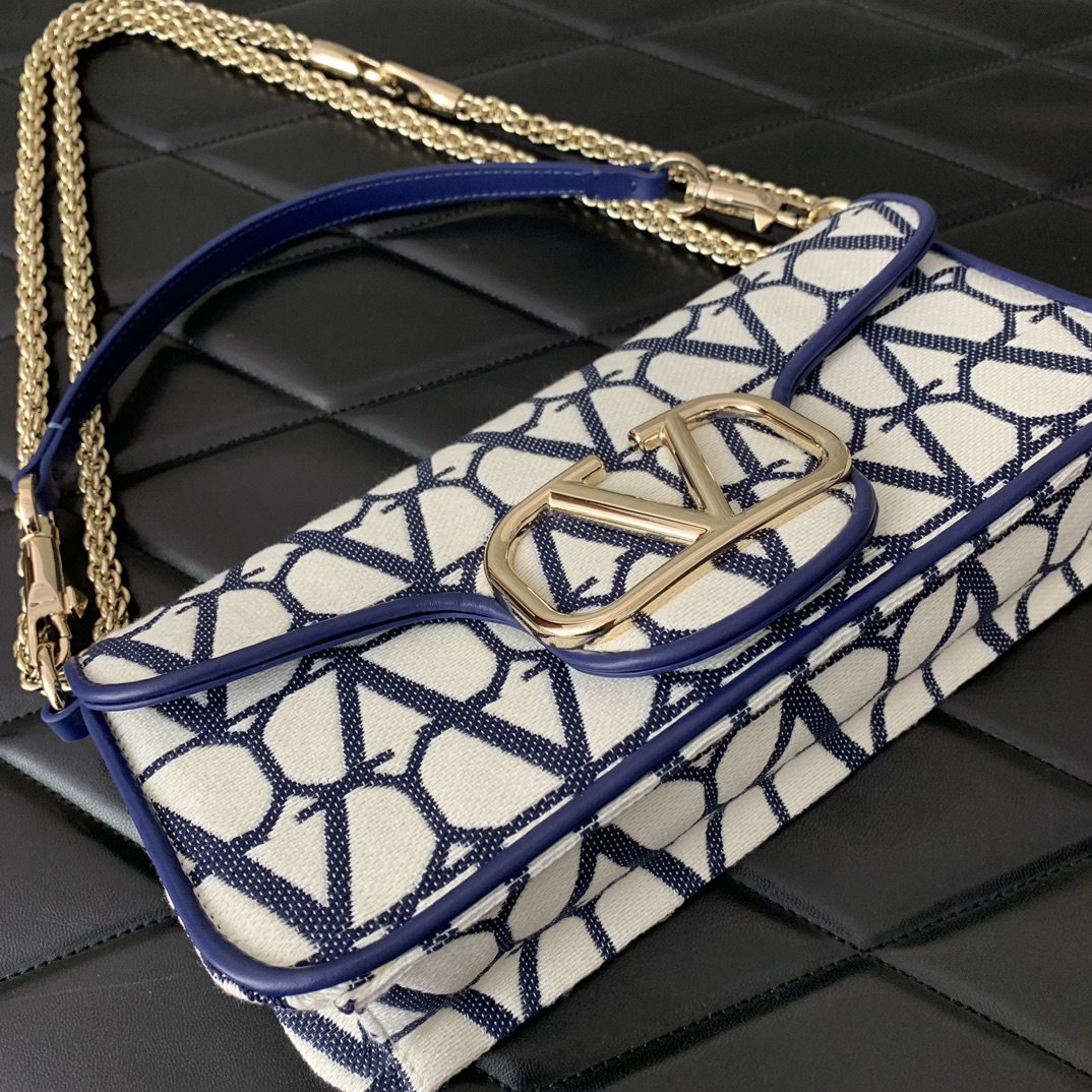 Valentino Garavani Loco Shoulder Bag in Blue Toile Iconographe